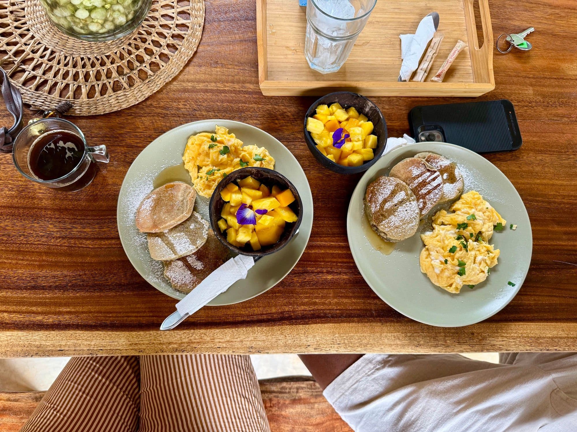 Breakfast at Leisy’s Garden Airbnb surrounded by tropical nature in El Valle, Samaná, Dominican Republic