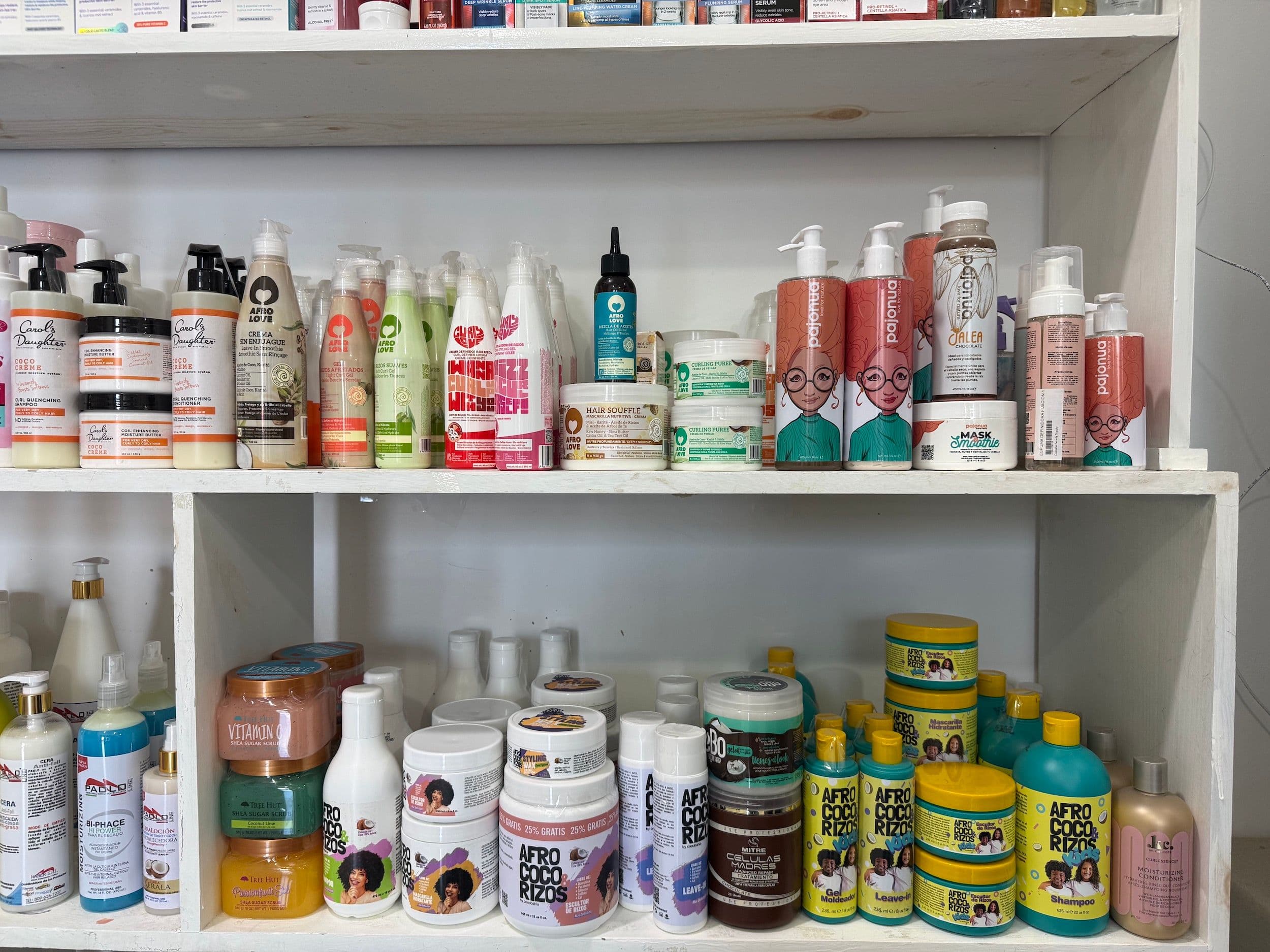 Some of the curly hair products locals have recommended in the store.