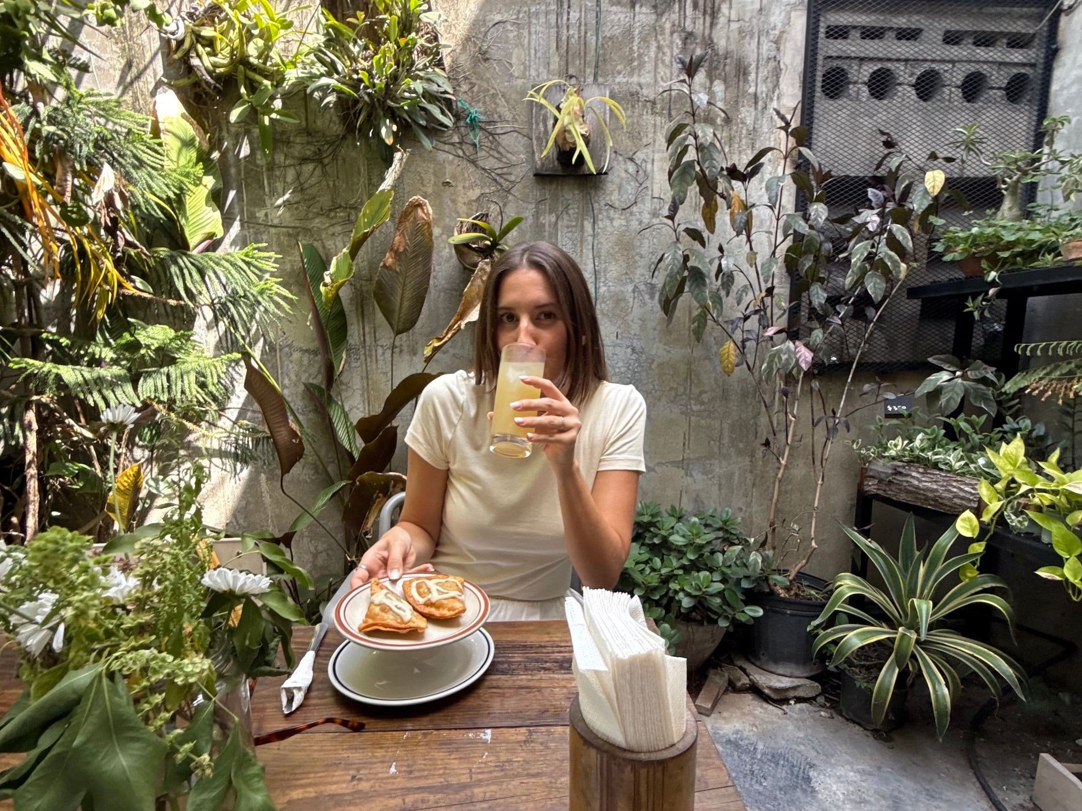 Enjoying a delicious vegetarian lunch at a restaurant in Santo Domingo, Dominican Republic