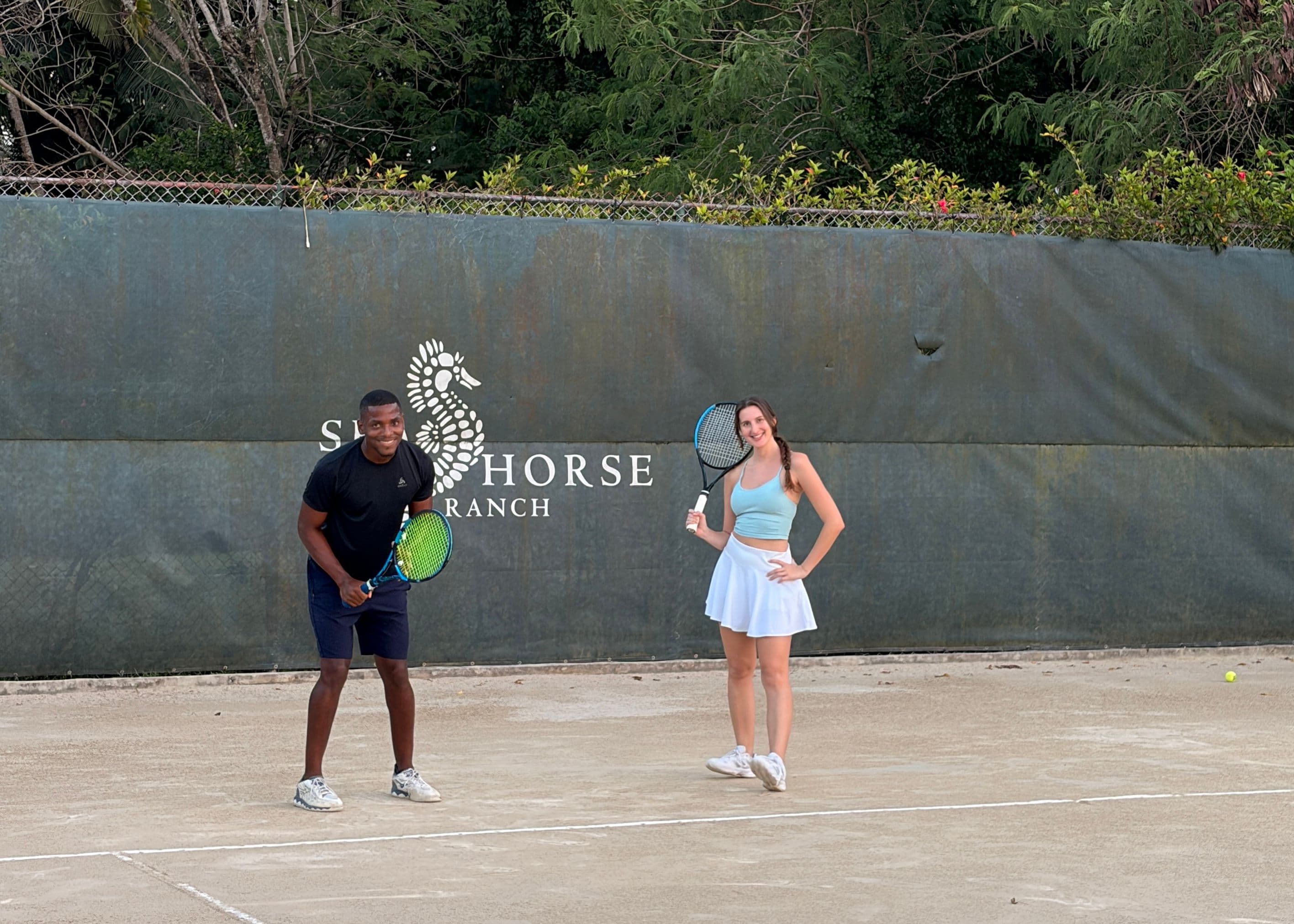 Playing doubles at Sea Horse Ranch tennis club